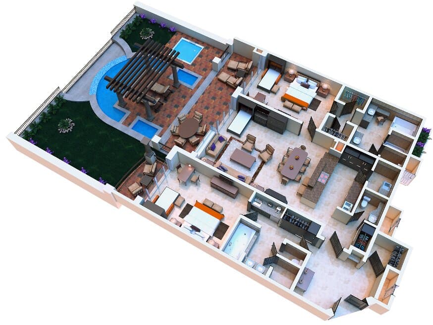 Two Bedroom Master Suite Private Pool, Up to 8 people