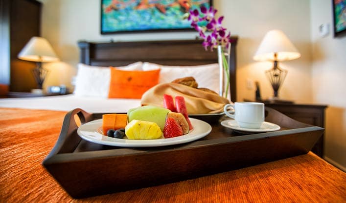 24-hour room service in our beachfront resort