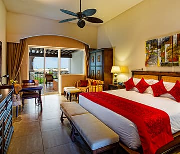 Master suite with a king-size bed and single Murphy bed and terrace