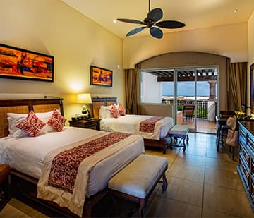 Two double beds with terrace