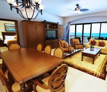 All inclusive resorts with 3 bedroom suites cancun includes living and dining room with terrace